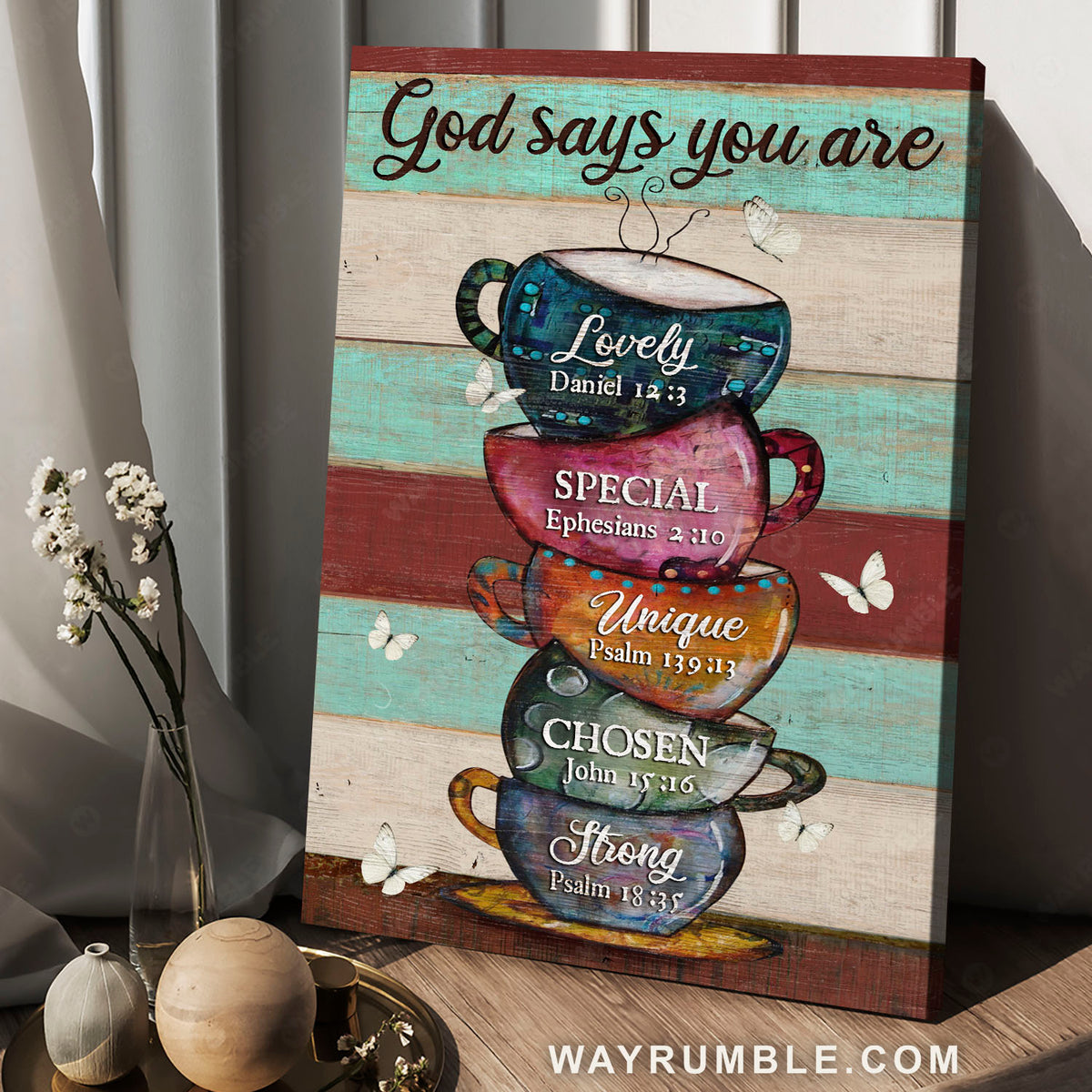 Cups drawing, Coffee cups, Gods says you are lovely - Jesus Portrait Canvas Prints, Christian Wall Art