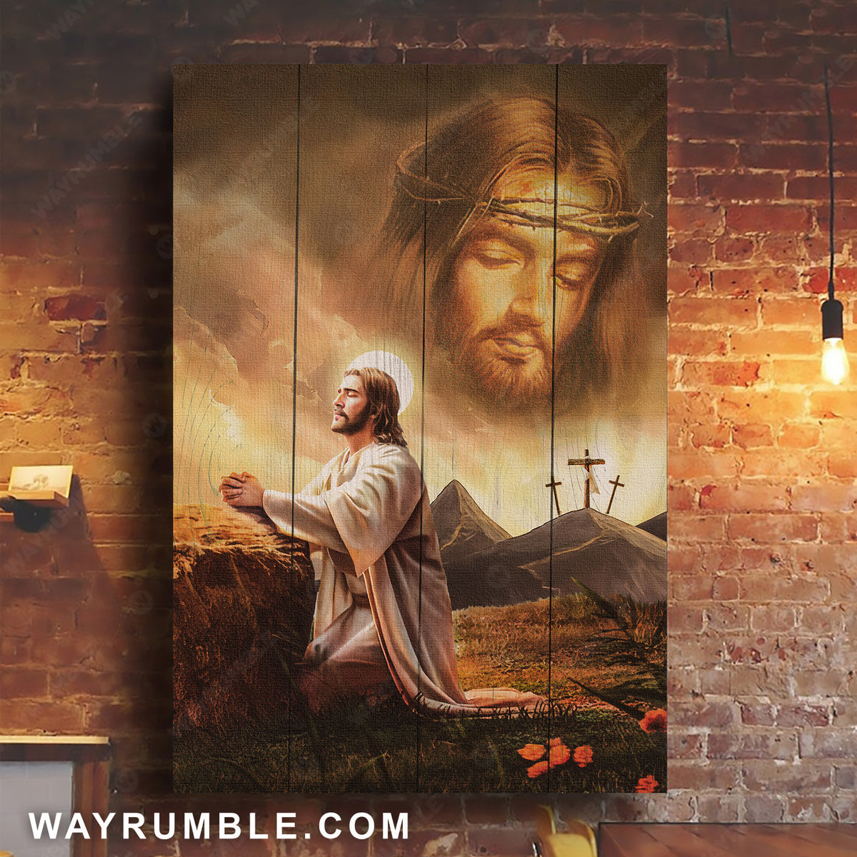 Amazing scene, Pray for healing, Orange sunset, Stunning Jesus face - Jesus Portrait Canvas Prints, Home Decor Wall Art