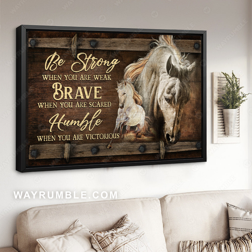 White horse painting, Running horse, Be strong when you are weak - Jesus Landscape Canvas Prints, Christian Wall Art