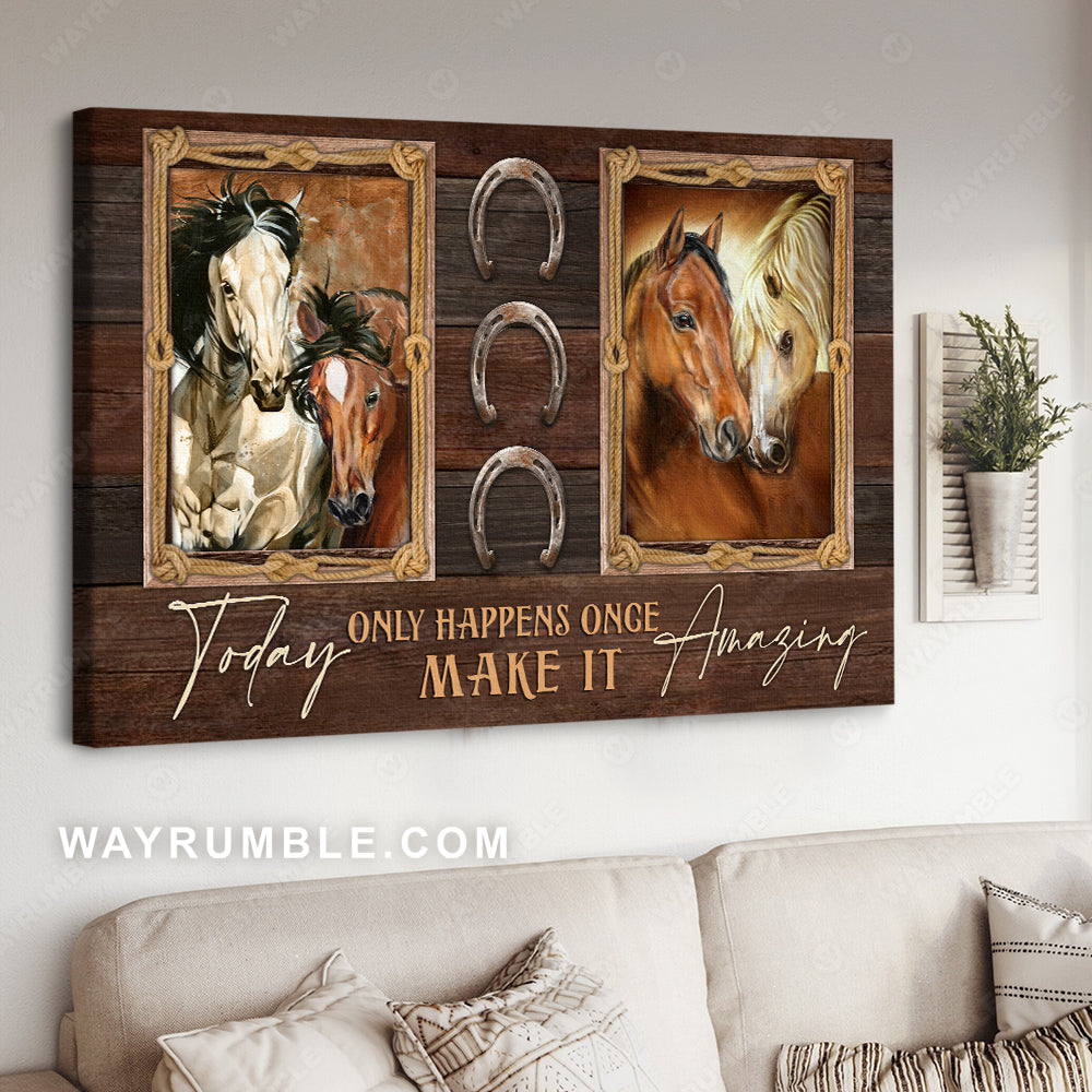 Quarter horse painting, Vintage window, Horseshoe, Today only happens once - Jesus Landscape Canvas Prints, Christian Wall Art
