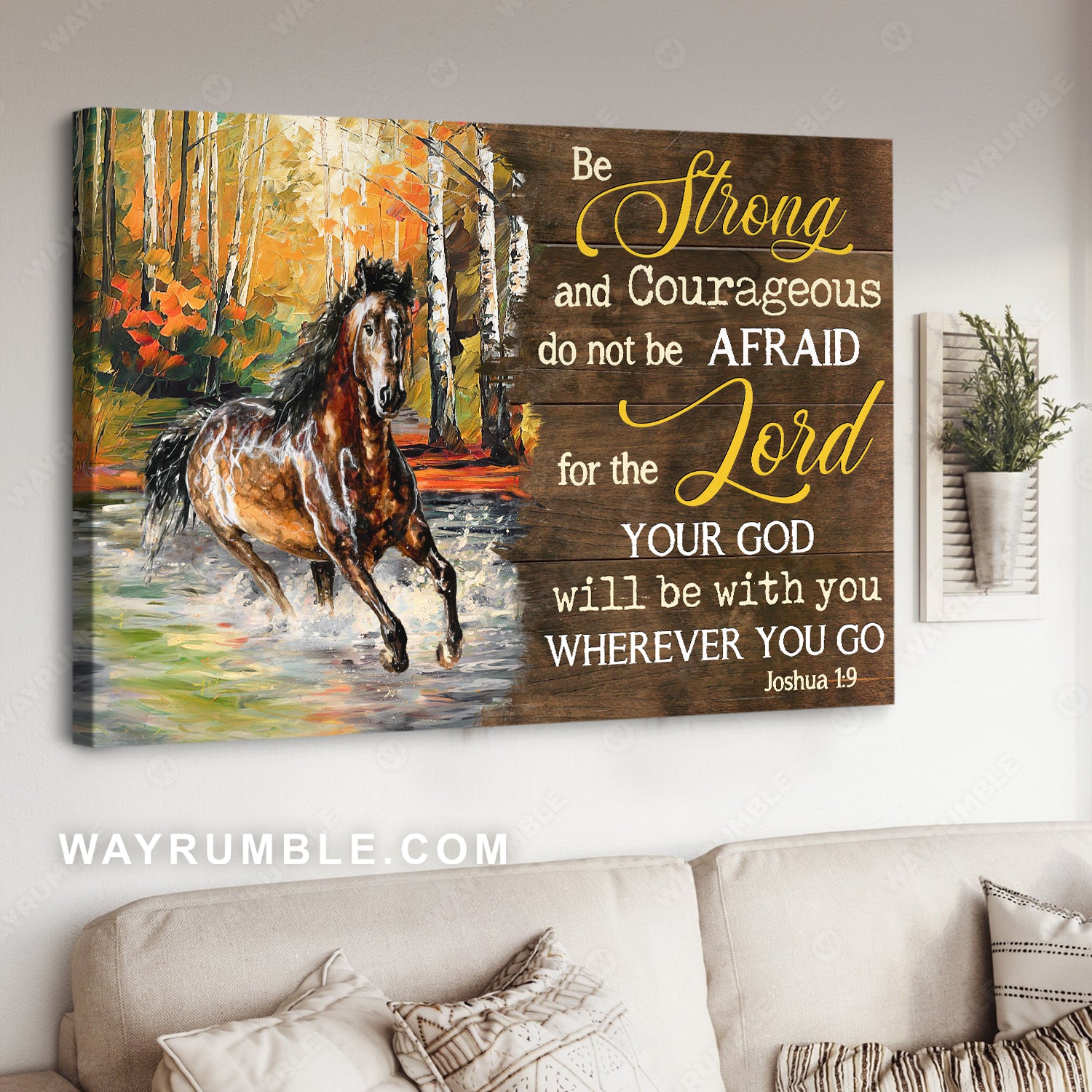 Crazy horse, Autumn forest, Your God will be with you wherever you go - Jesus Landscape Canvas Prints, Christian Wall Art