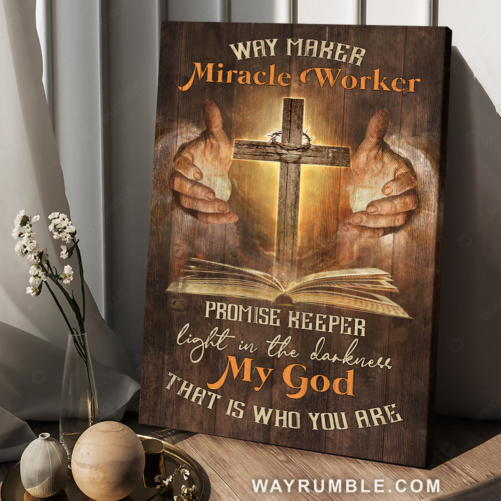 Pray for healing, Cross symbol, Bible, Way maker, Miracle worker - Jesus Portrait Canvas Prints, Christian Wall Art