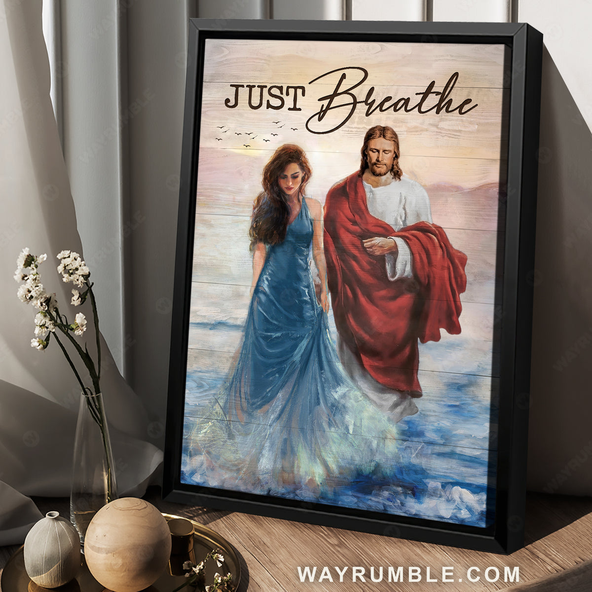 Jesus calls, Beautiful girl, Walking with Jesus, Just breathe - Jesus Portrait Canvas Prints, Christian Wall Art