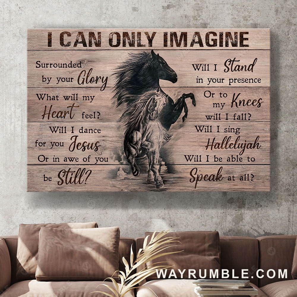 Horse drawing, Running horse, I can only imagine - Jesus Landscape Canvas Prints, Christian Wall Art