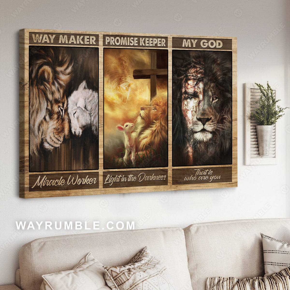 The Lion of Judah and the Lamb of God, Jesus is the light in the darkness - Jesus Landscape Canvas Prints, Wall Art 