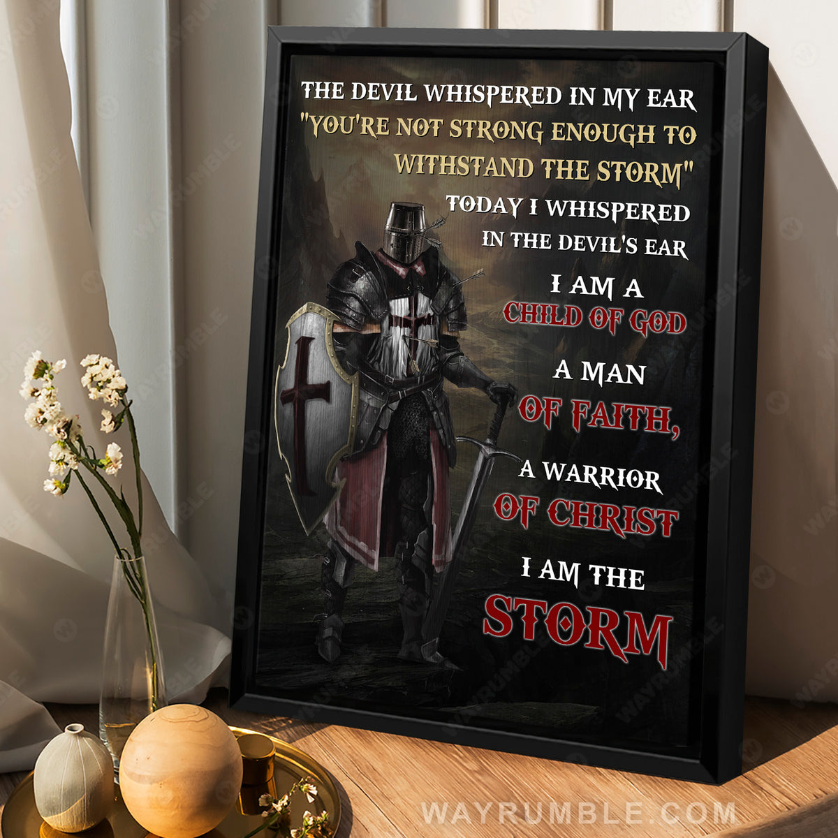 Warrior of God, Knight painting, I am the storm - Jesus Portrait Canvas Prints, Christian Wall Art