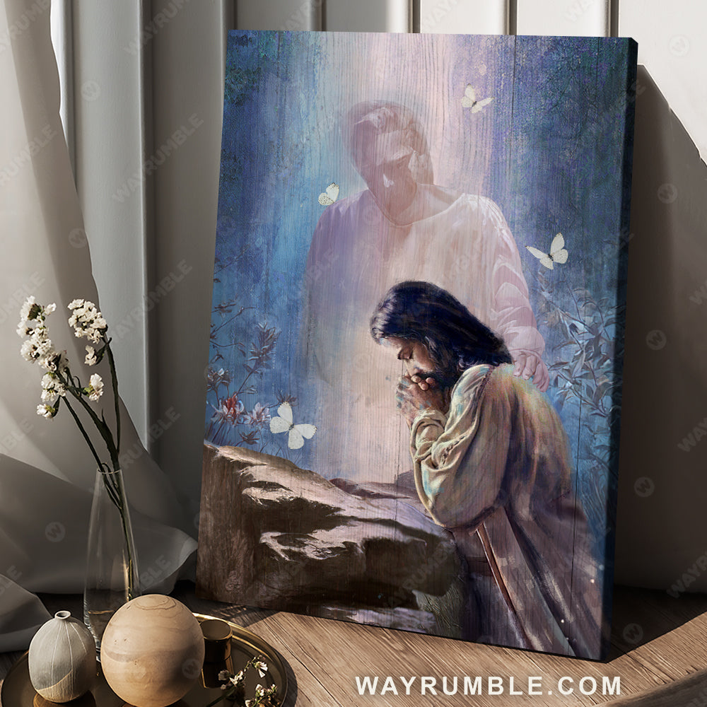 Jesus painting, Forest painting, Praying with God - Jesus Portrait Canvas Prints, Christian Wall Art
