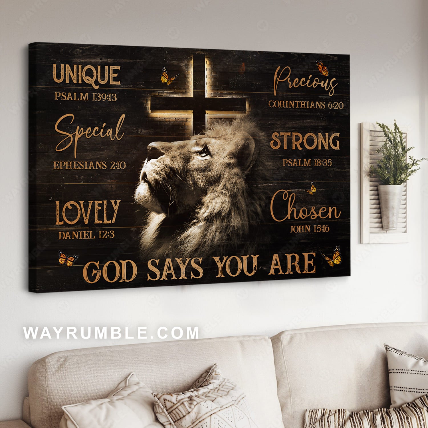 Lion of Judah, Lion painting, God says you are - Jesus Landscape Canvas Prints, Christian Wall Art