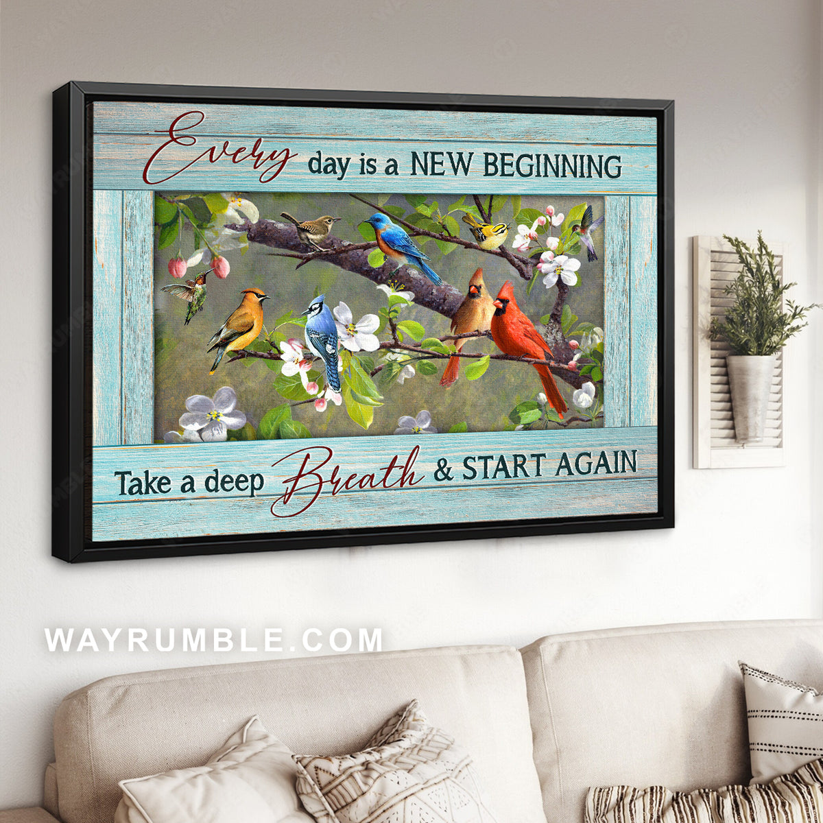 Colorful cardinal, Hummingbird drawing, Jasmine, Every day is a new beginning - Jesus Landscape Canvas Prints, Christian Wall Art