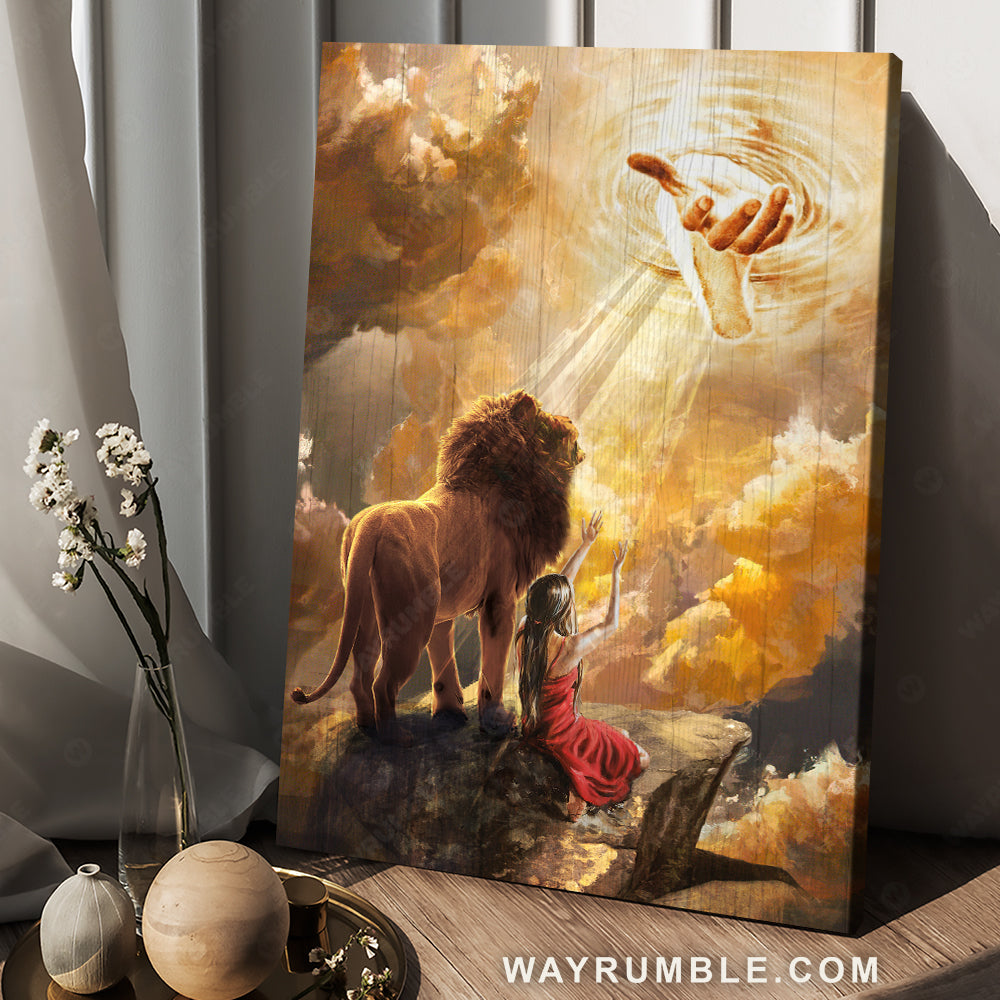 Pretty girl, King of Kings, Lord of Lords, Amazing lion - Jesus Portrait Canvas Prints, Christian Wall Art