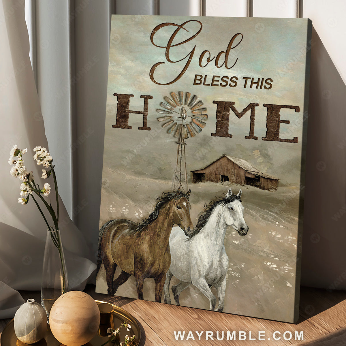 Dark cloud, Quarter horses, Old farm, Windmill painting, God bless this home - Jesus Portrait Canvas Prints, Christian Wall Art