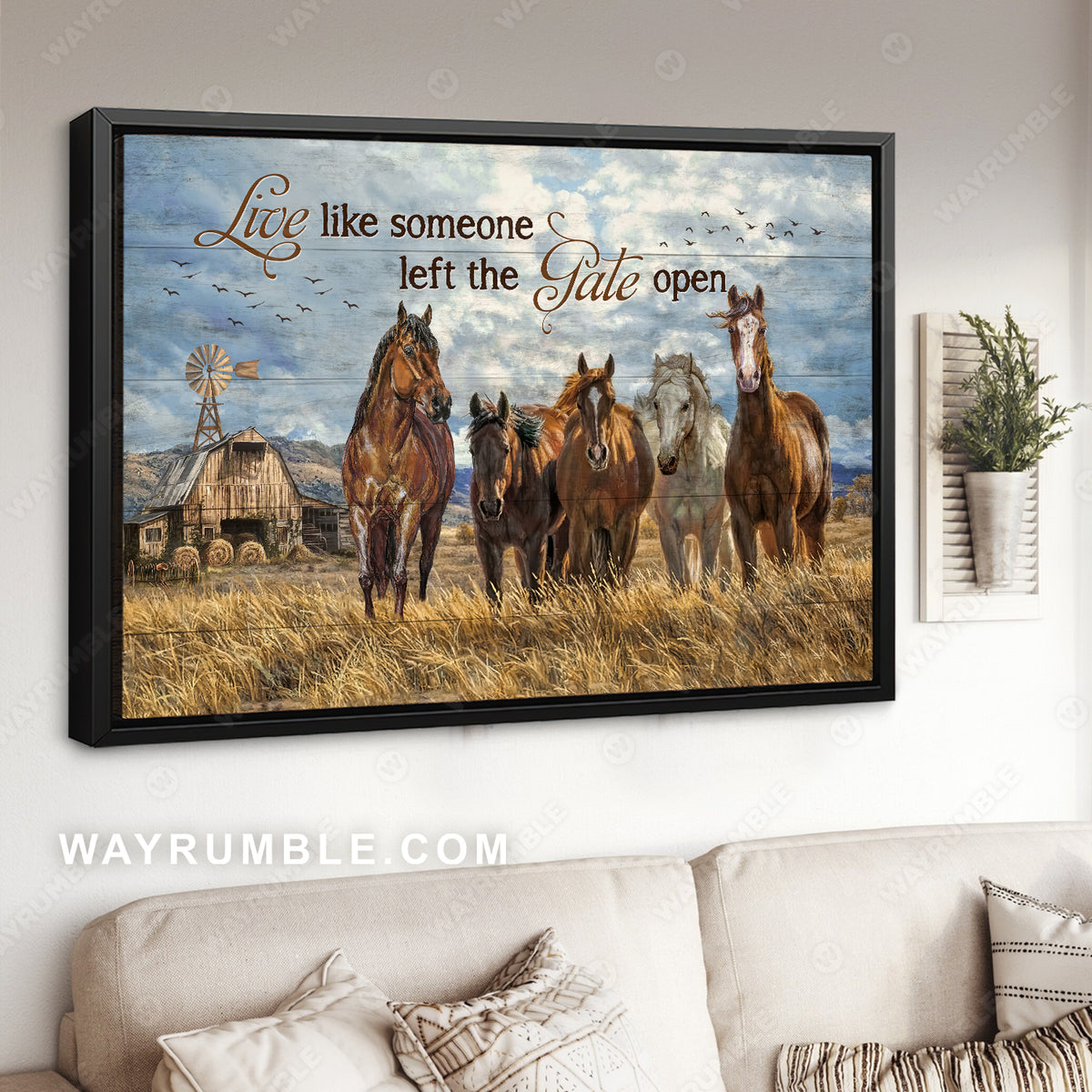 Wild horse drawing, Rice field, Blue sky, Live like someone - Jesus Landscape Canvas Prints, Christian Wall Art