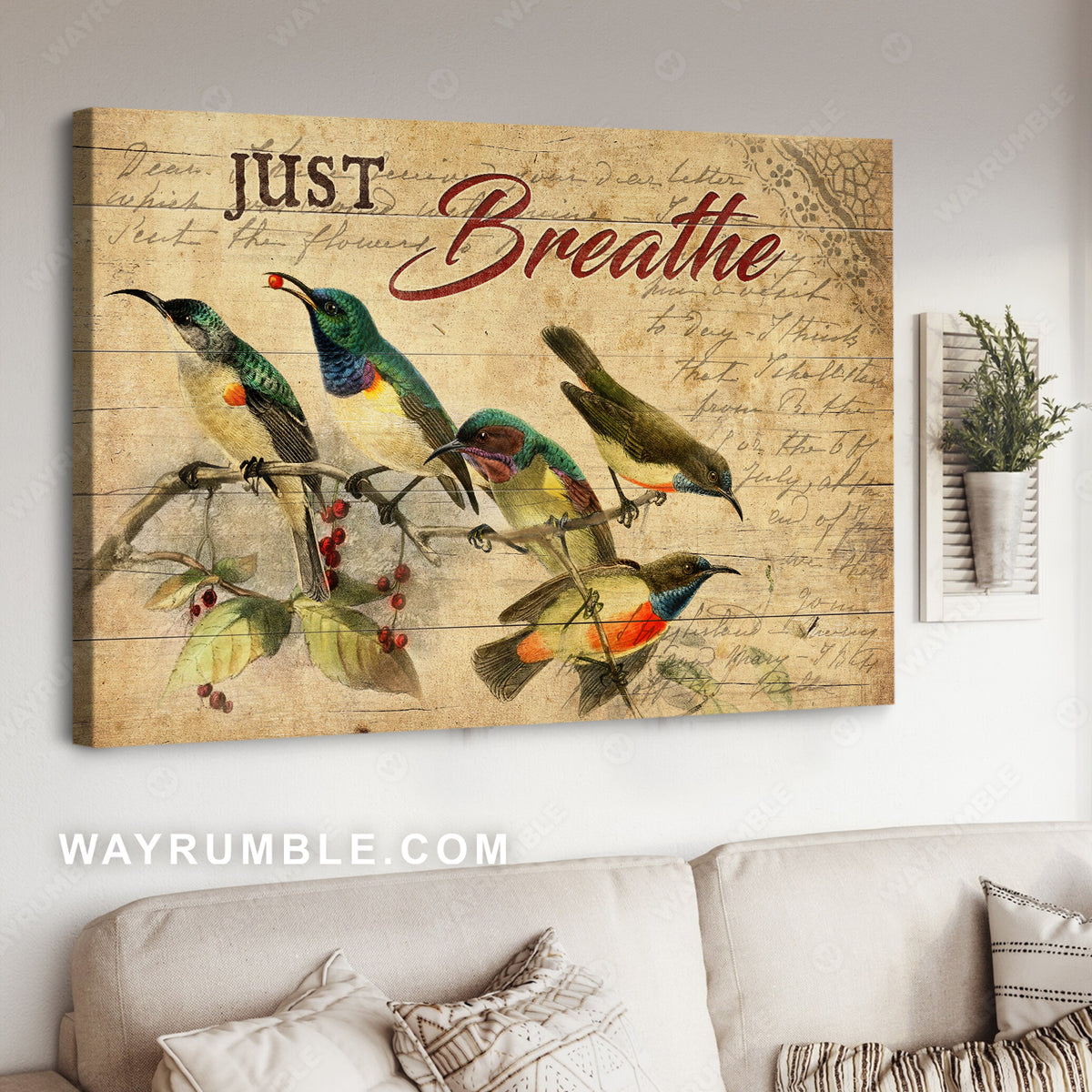 Amazing hummingbird, Cranberry tree, Just breathe - Jesus Landscape Canvas Prints, Christian Wall Art