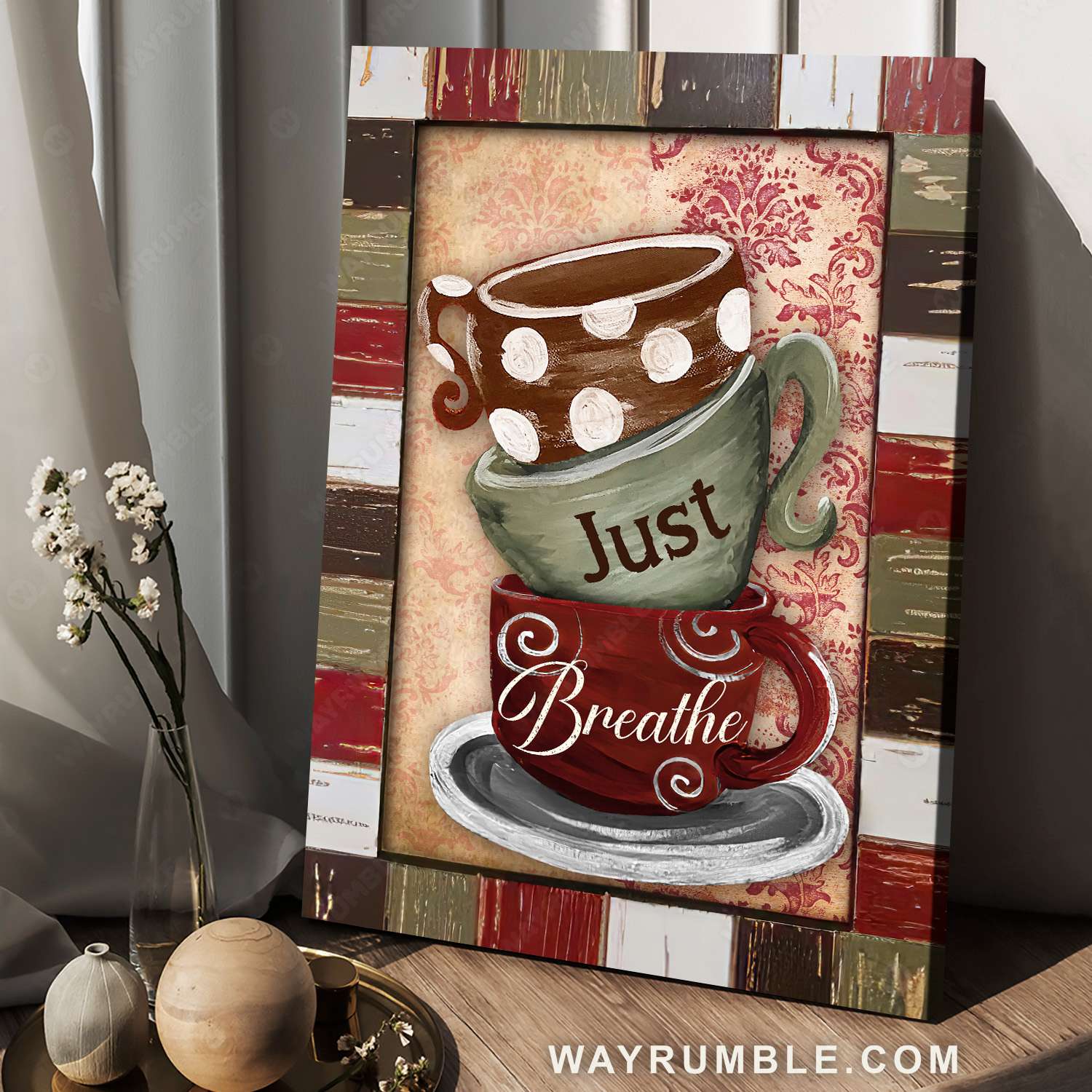 Coffee cups, Stacked cups, Just breathe - Jesus Portrait Canvas Prints, Christian Wall Art