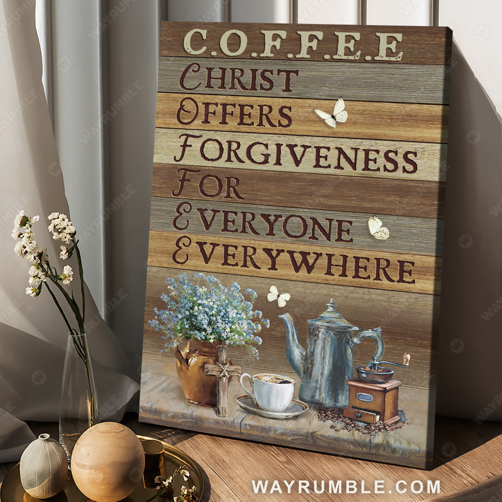 Gift for coffee lover, Baby flower, Tea cup, Christ offers forgiveness -  Wayrumble