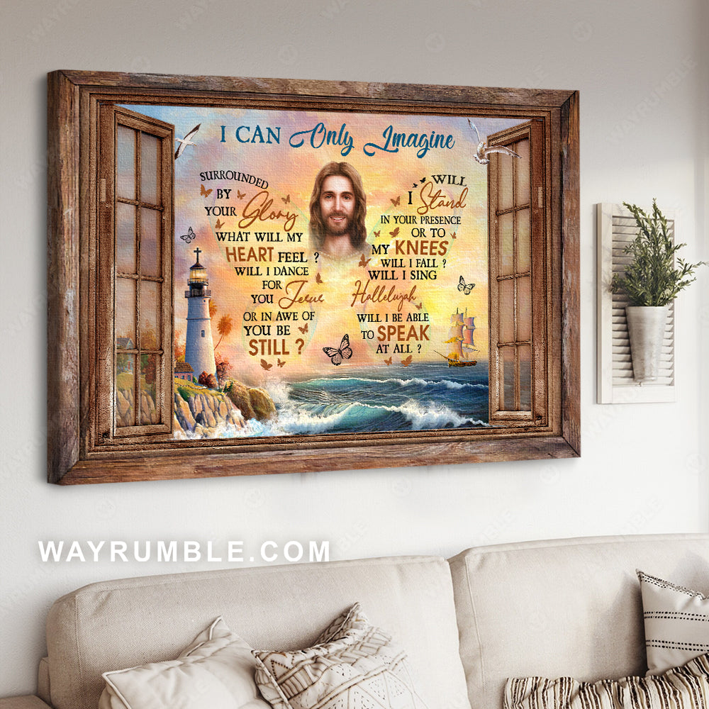 Face of Jesus, Special butterfly, Ocean view, I can only imagine - Jesus Landscape Canvas Prints, Christian Wall Art