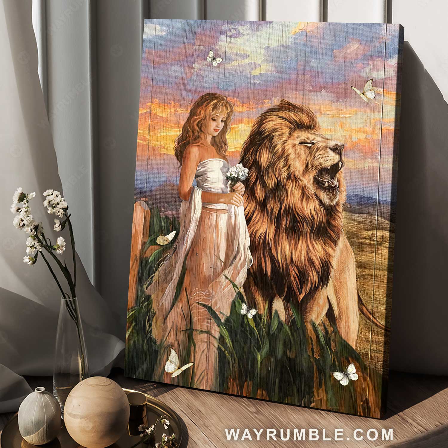 Pretty sunset, Amazing girl, Lion of Judah, Jesus painting - Jesus Portrait Canvas Prints, Home Decor Wall Art
