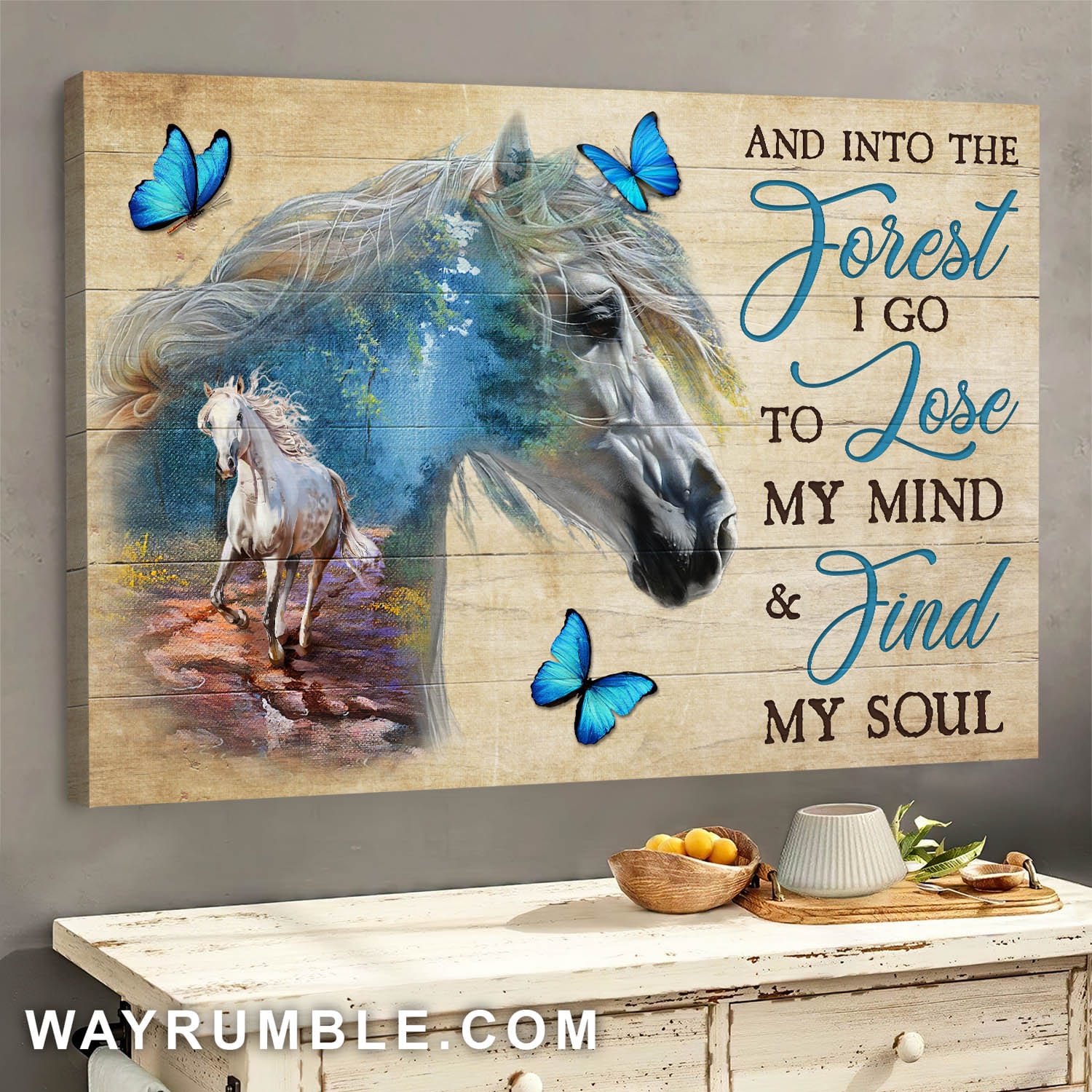 Horse, Butterfly, And into the forest I go to lose my mind - Jesus Landscape Canvas Prints, Wall Art