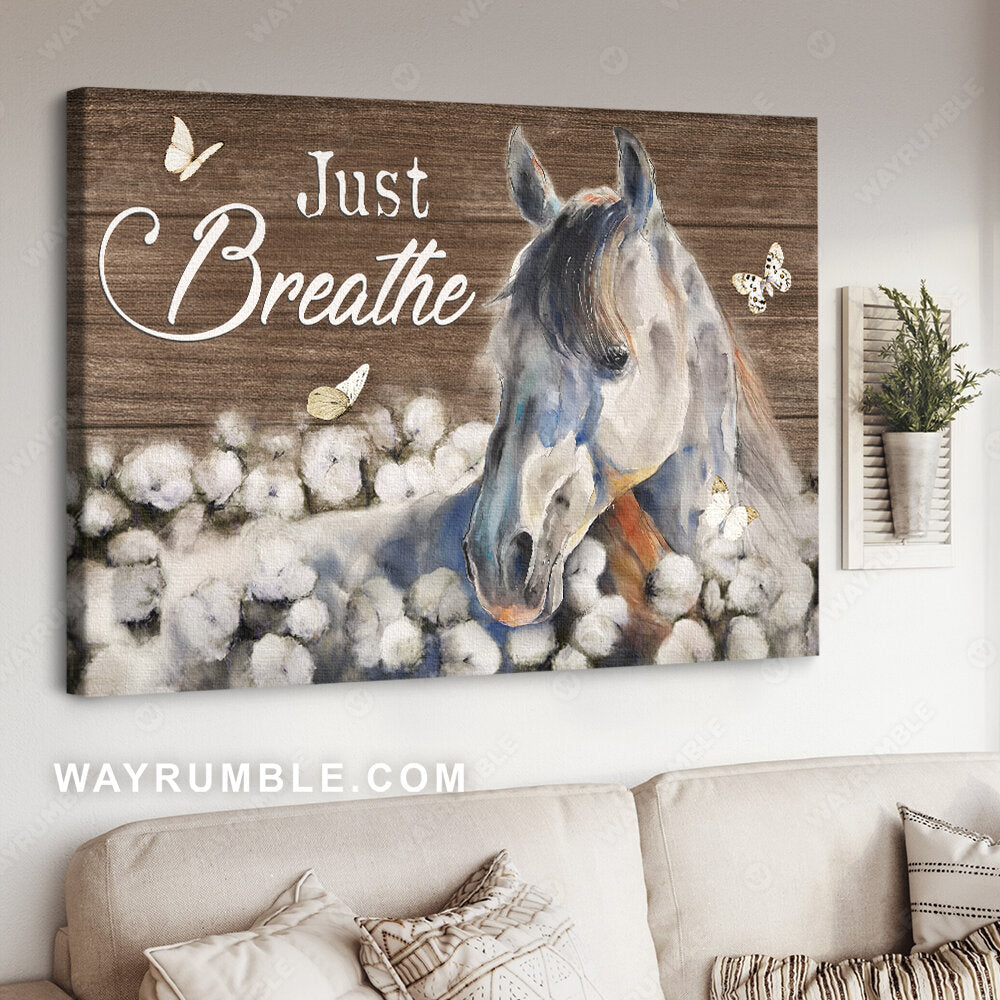 White horse painting, Cotton flower, Pretty butterfly, Just breathe - Jesus Landscape Canvas Prints, Christian Wall Art