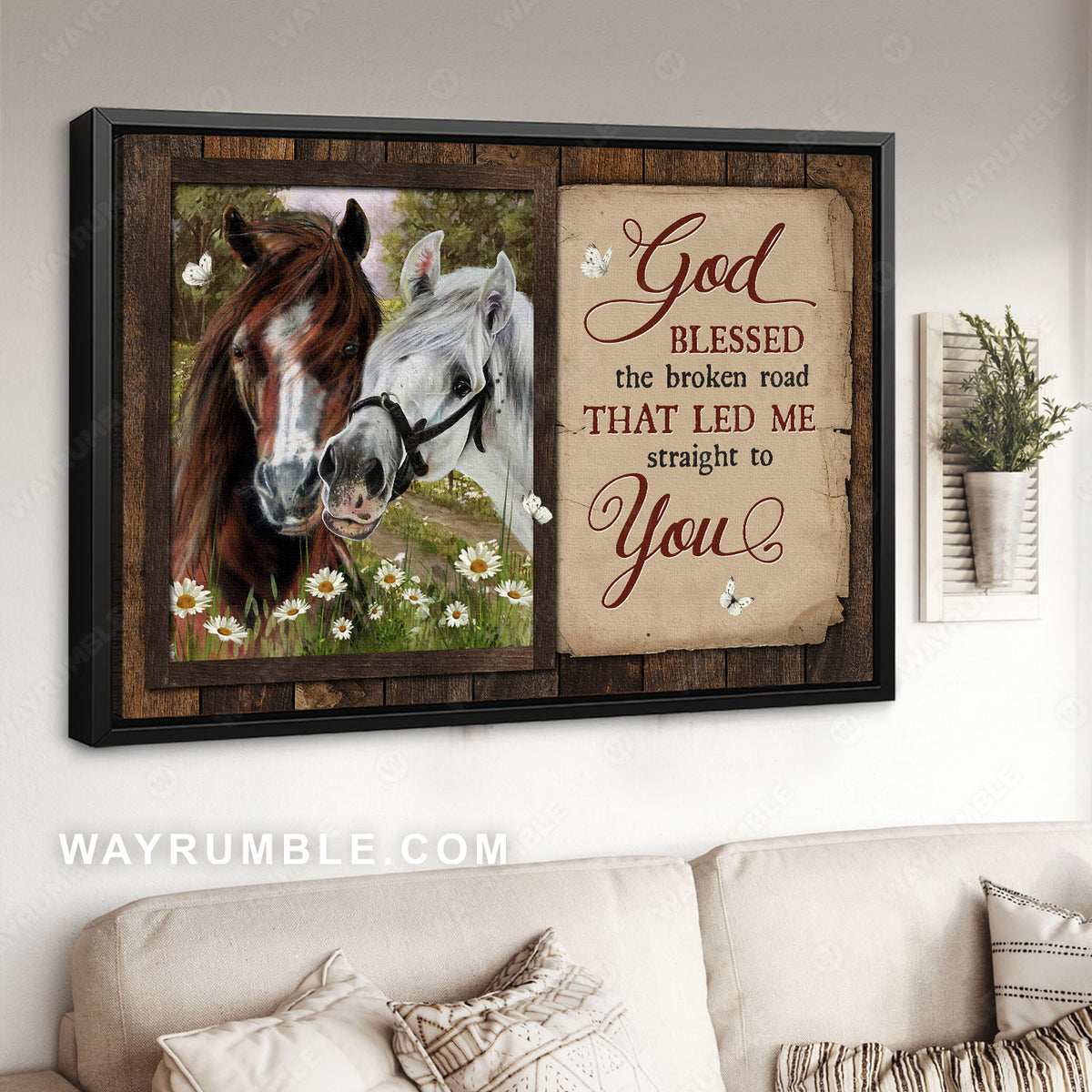 Happy horses, Daisy garden, Pretty forest, God blessed the broken road - Jesus Landscape Canvas Prints, Christian Wall Art