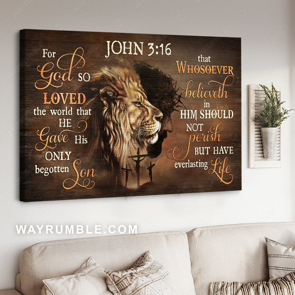 Unique Lion drawing, The face of Jesus, For God so loved the world - Jesus Landscape Canvas Prints, Christian Wall Art