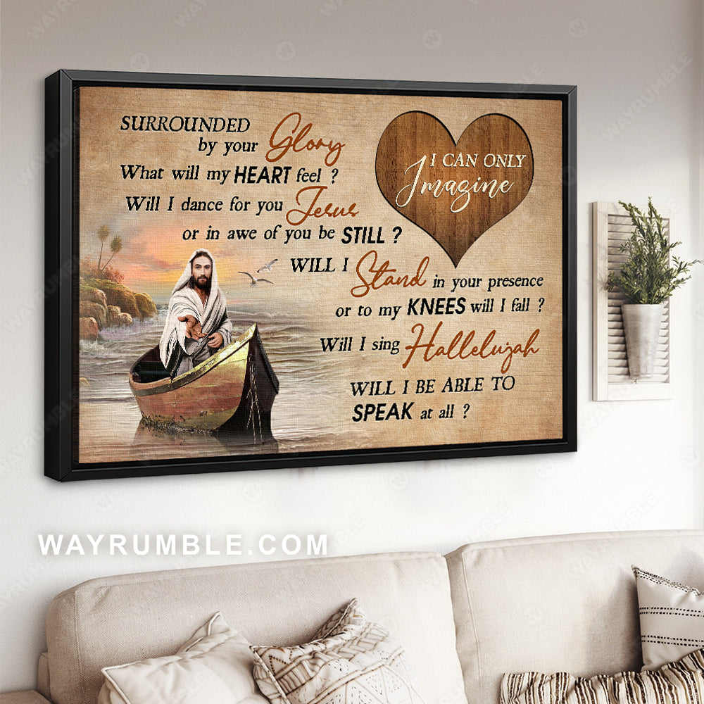 Beach painting, Walking with Jesus, Heart shape, I can only imagine - Jesus Landscape Canvas Prints, Christian Wall Art