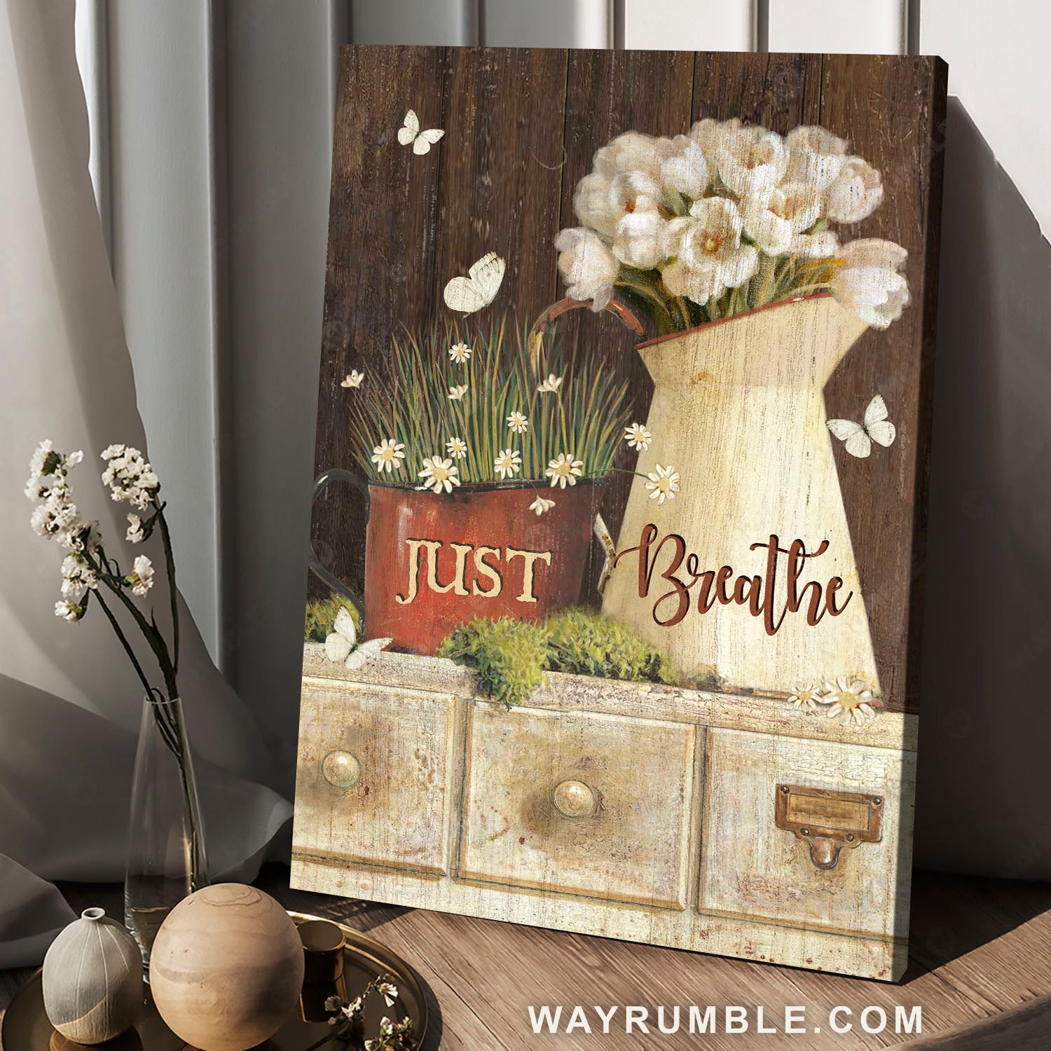 White poppy, Flower vase, Daisy flower, Just breathe - Jesus Portrait Canvas Prints, Christian Wall Art