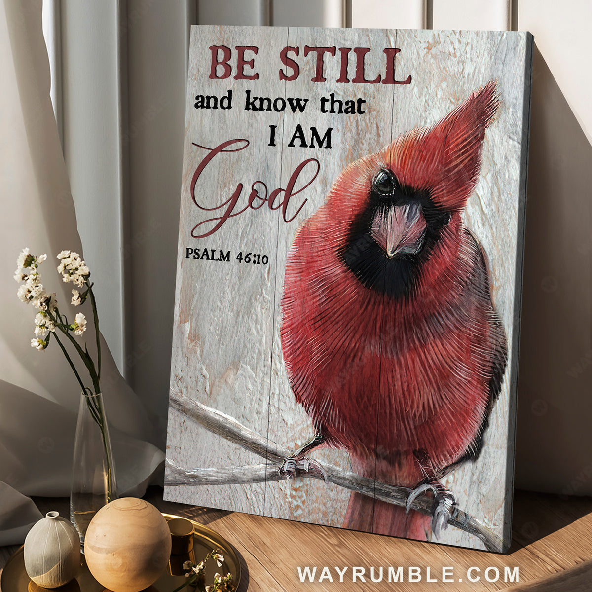 Amazing cardinal, Gift for bird lover, Be still and know that I am God - Jesus Portrait Canvas Prints, Christian Wall Art