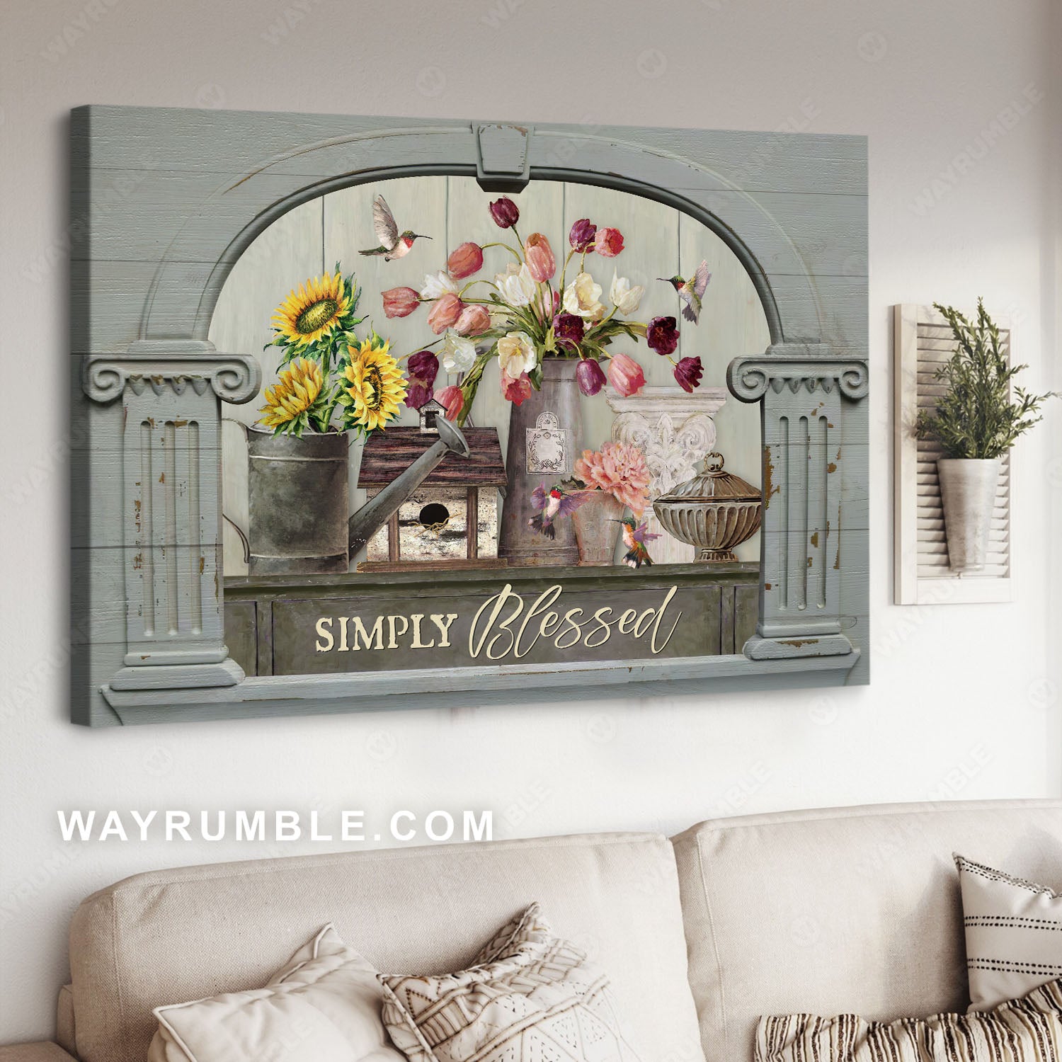 Beautiful tulip, Sunflower painting, Colorful hummingbird, Simply blessed - Jesus Landscape Canvas Prints, Christian Wall Art