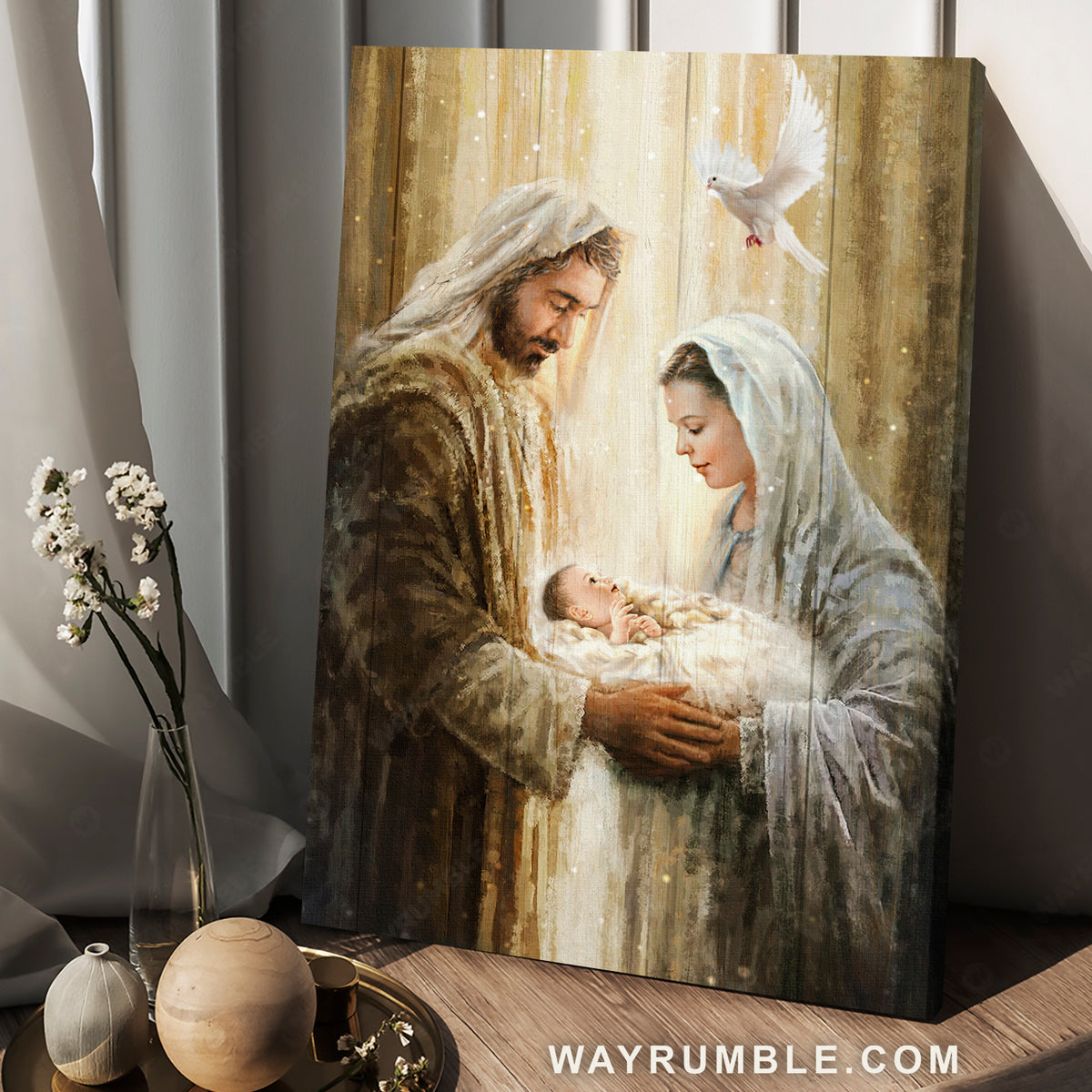 Jesus was born, Stunning day, The life of Jesus, White dove - Jesus Portrait Canvas Prints, Home Decor Wall Art