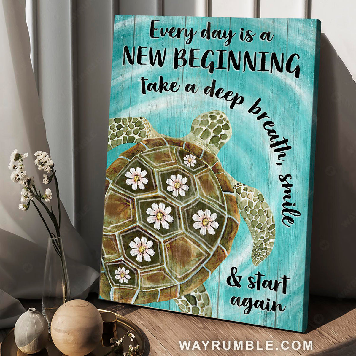 Sea turtle, Marine animal, Every day is a new beginning - Jesus Portrait Canvas Prints, Christian Wall Art