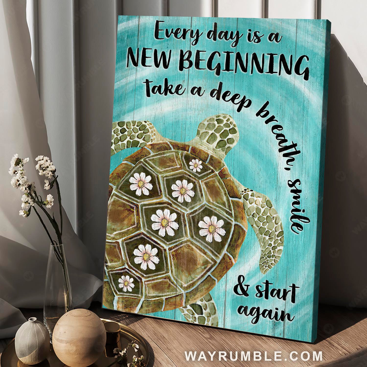 Sea turtle, Marine animal, Every day is a new beginning - Jesus Portrait Canvas Prints, Christian Wall Art
