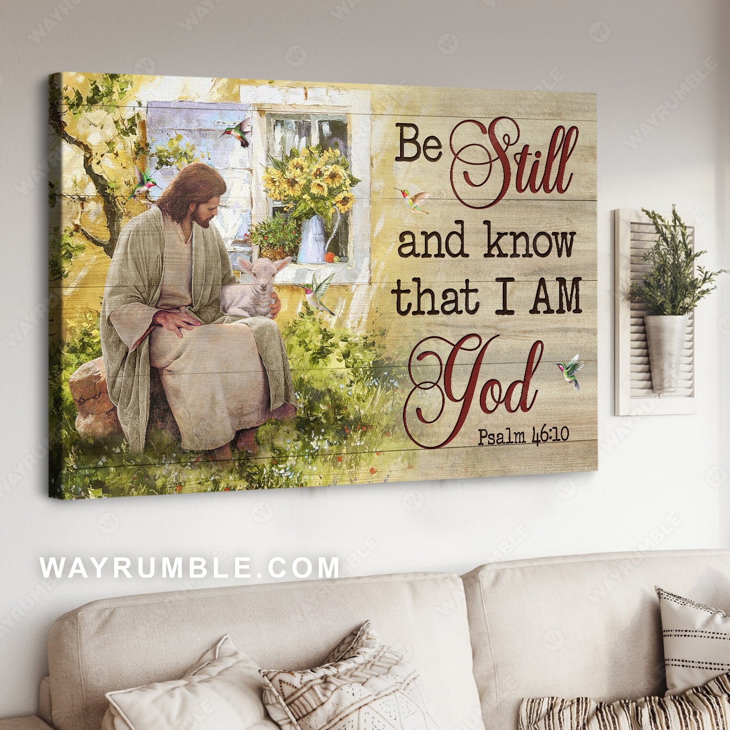 Spring garden, Lamb of God, Walking with Jesus, Be still and know that I am God - Jesus Landscape Canvas Prints, Home Decor Wall Art