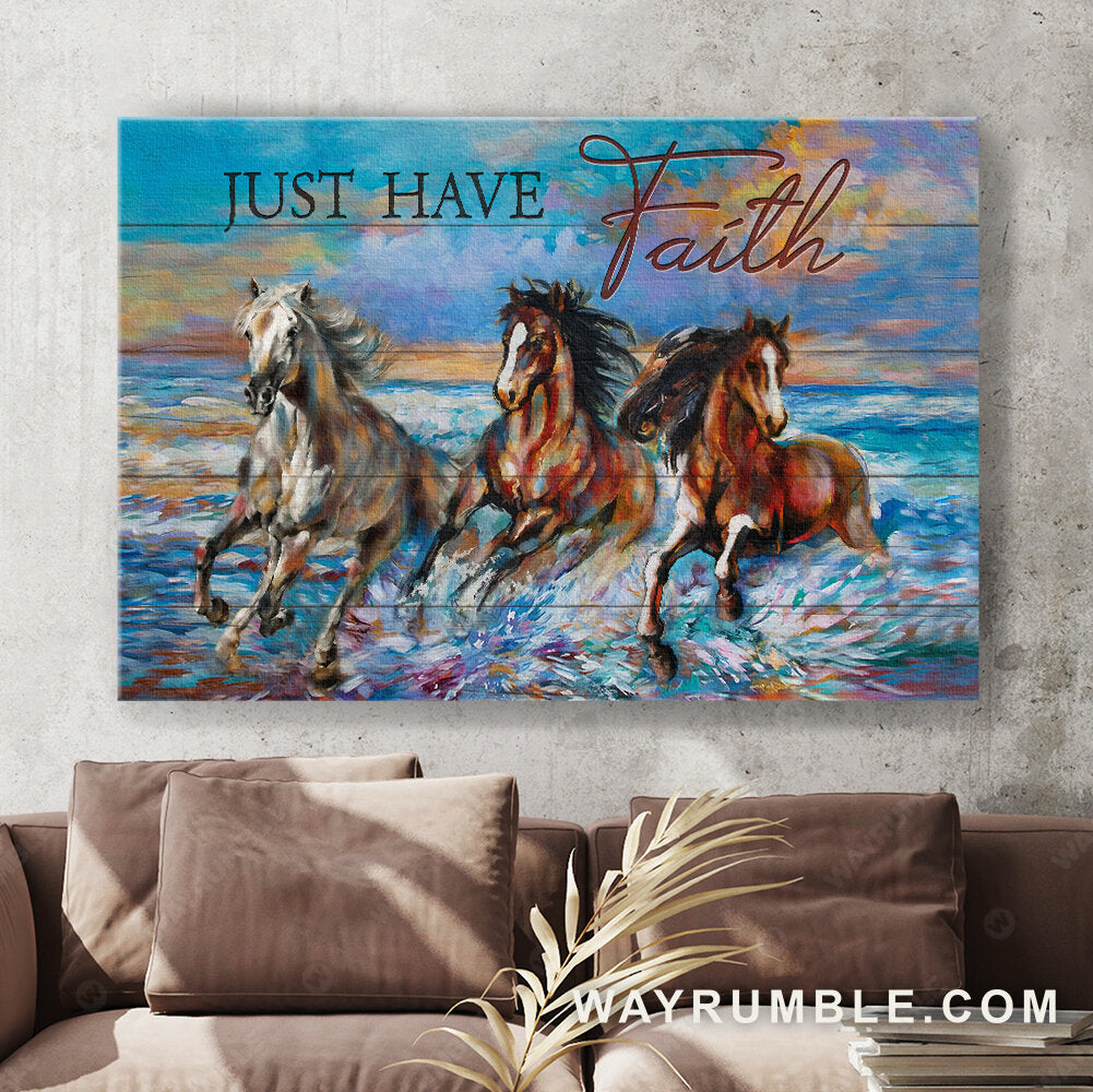 Running horses, Watercolor sky, Jesus artwork, Just have faith - Jesus Landscape Canvas Prints, Christian Wall Art