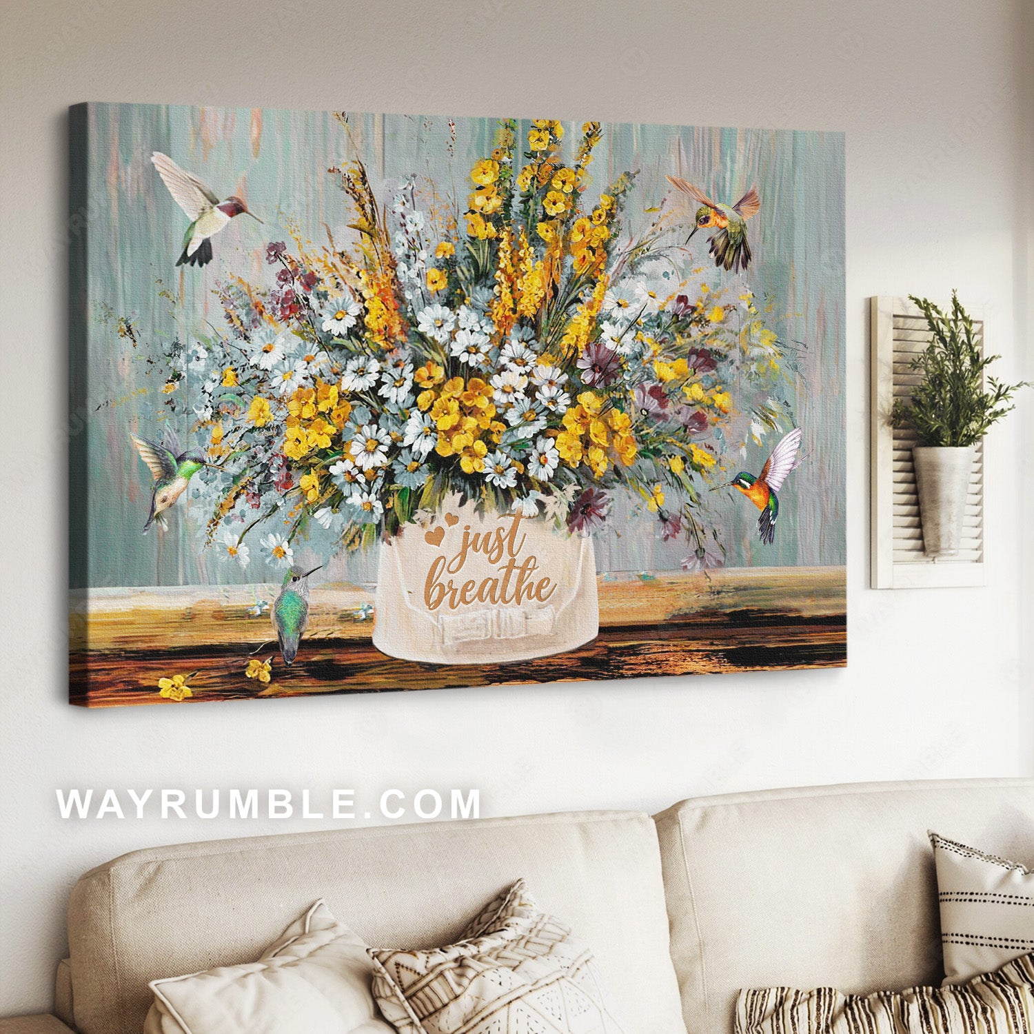Pretty painting, Baby flower, Lovely hummingbird, Just breathe - Jesus Landscape Canvas Prints, Home Decor Wall Art