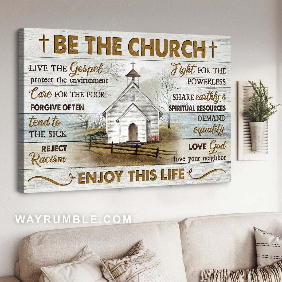 White church, Church drawing, Be the church - Jesus Landscape Canvas Prints, Christian Wall Art