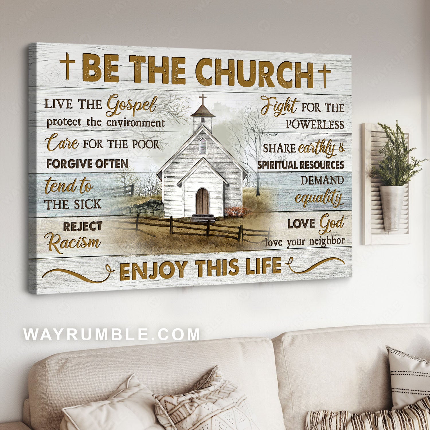 White church, Church drawing, Be the church - Jesus Landscape Canvas Prints, Christian Wall Art