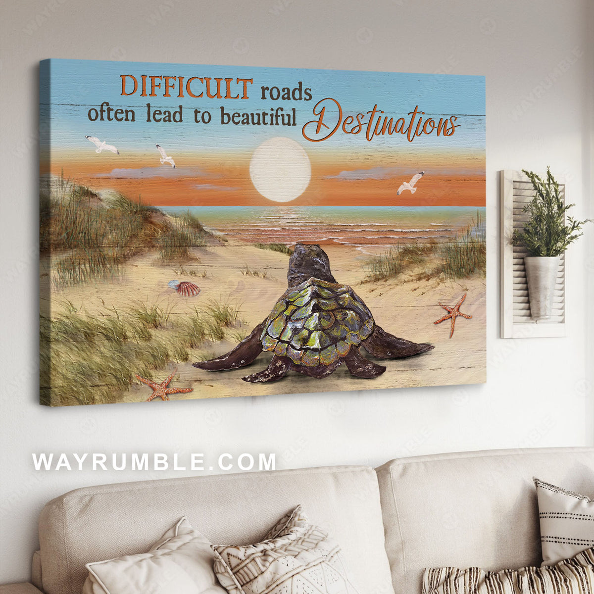 Baby turtle, Sunrise ocean, Sand beach, Beautiful destinations - Jesus Landscape Canvas Prints, Christian Wall Art