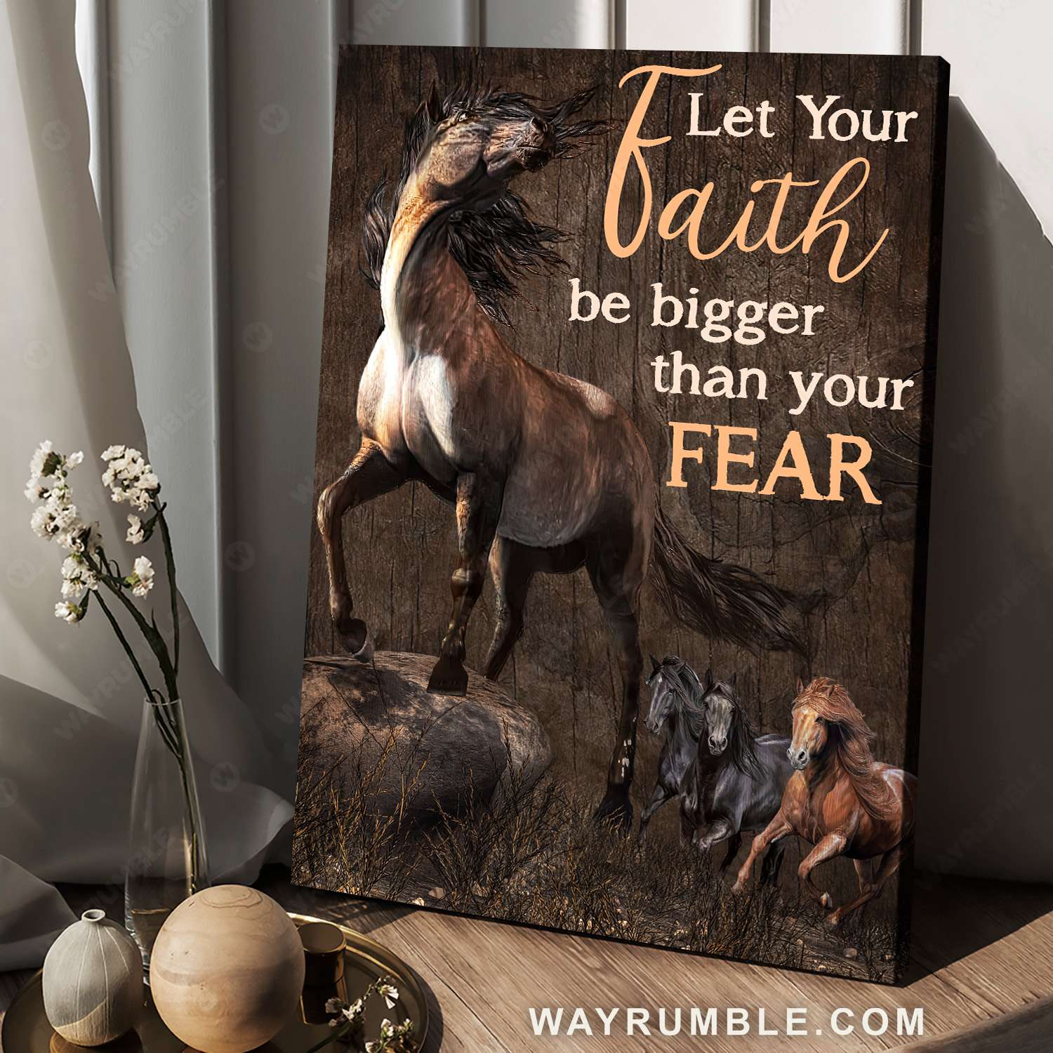 Horse painting, Meadow land, Dark cloud, Let your faith be bigger than your fear - Jesus Portrait Canvas Prints, Christian Wall Art