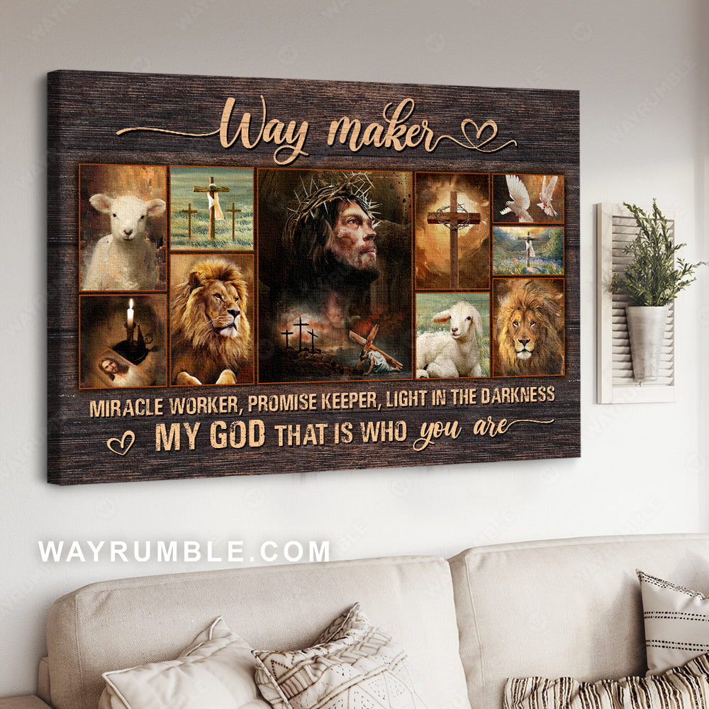The real face of Jesus, Jesus symbol, Lion drawing, Way maker miracle worker - Jesus Landscape Canvas Prints, Christian Wall Art