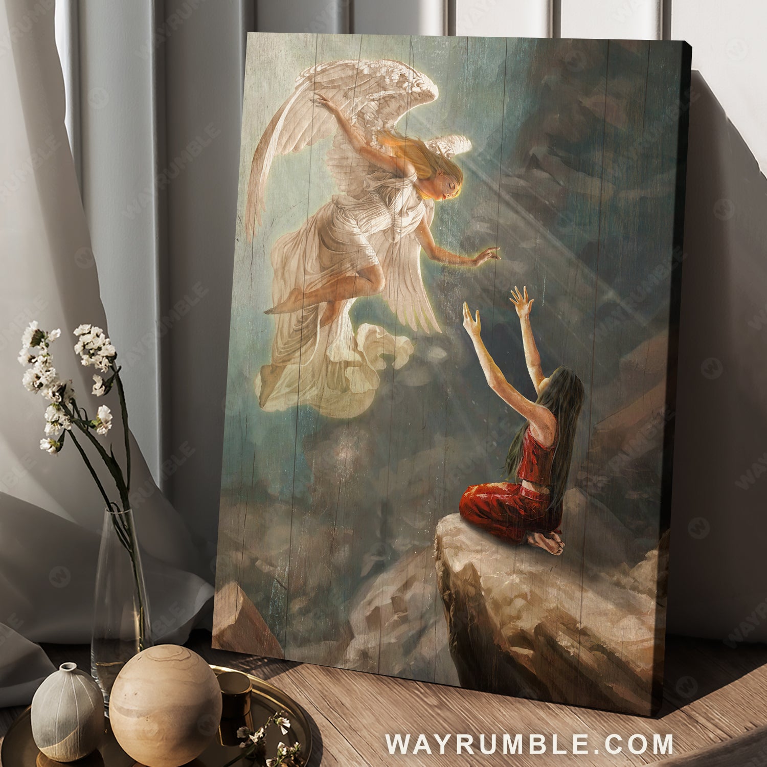 Angel drawing, Beautiful girl, The way to heaven - Jesus Portrait Canvas Prints, Christian Wall Art