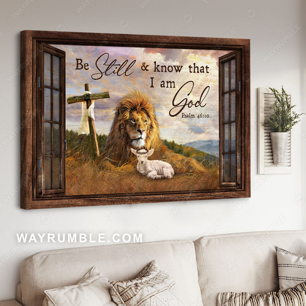 Lion of Judah, Beautiful clouds, Jesus symbol, Be still and know that I am God - Jesus Landscape Canvas Prints, Christian Wall Art