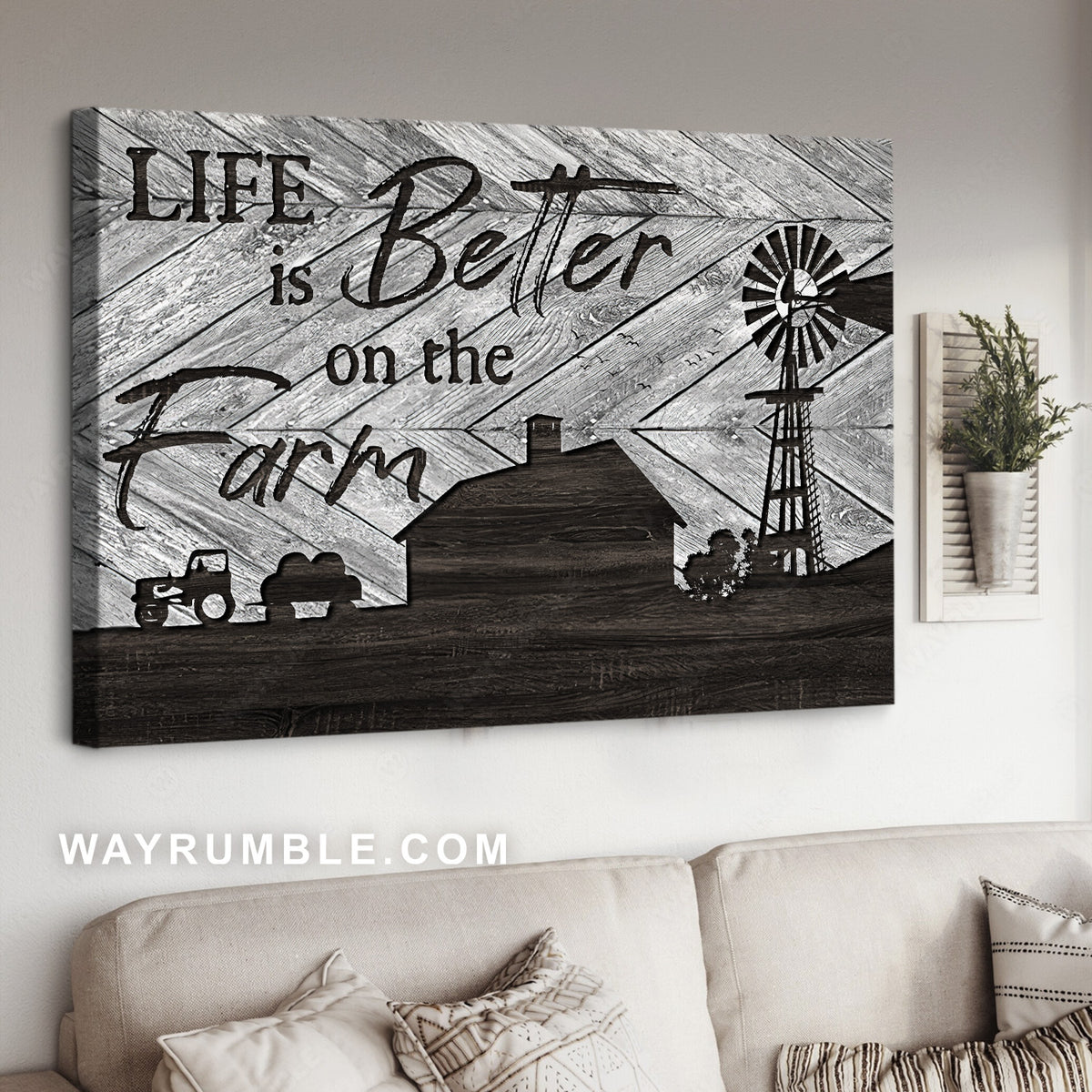 Wooden house, Unique farm painting, Life is better on the farm - Jesus Landscape Canvas Prints, Home Decor Wall Art