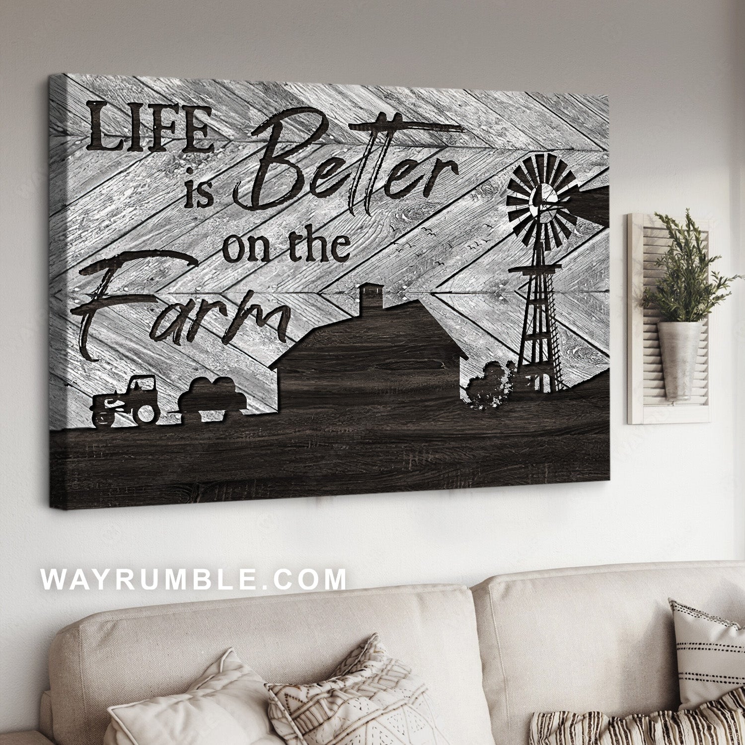 Wooden house, Unique farm painting, Life is better on the farm - Jesus Landscape Canvas Prints, Home Decor Wall Art