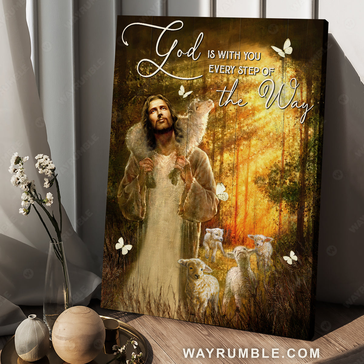 Amazing forest, The life of Jesus, Animal of God, God is with you every step of the way - Jesus Portrait Canvas Prints, Christian Wall Art