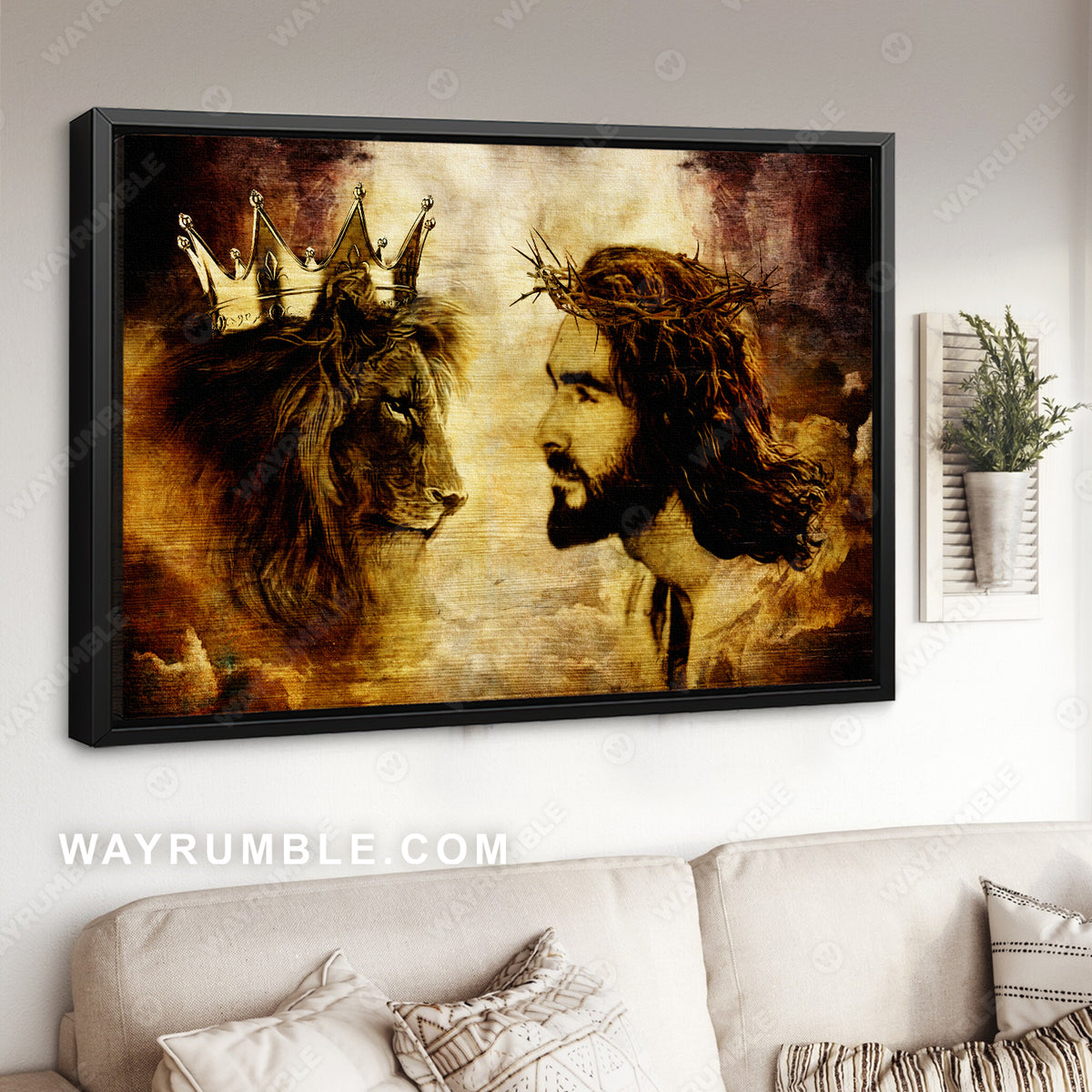 Lion of Judah, King of Kings, Jesus painting, The encounter - Jesus Landscape Canvas Prints, Christian Wall Art