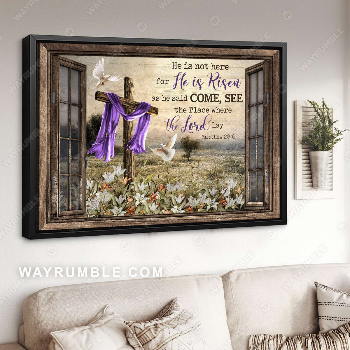 Meadow landscape, Flower field, The rugged cross, The place where the Lord lay - Jesus Landscape Canvas Prints, Christian Wall Art