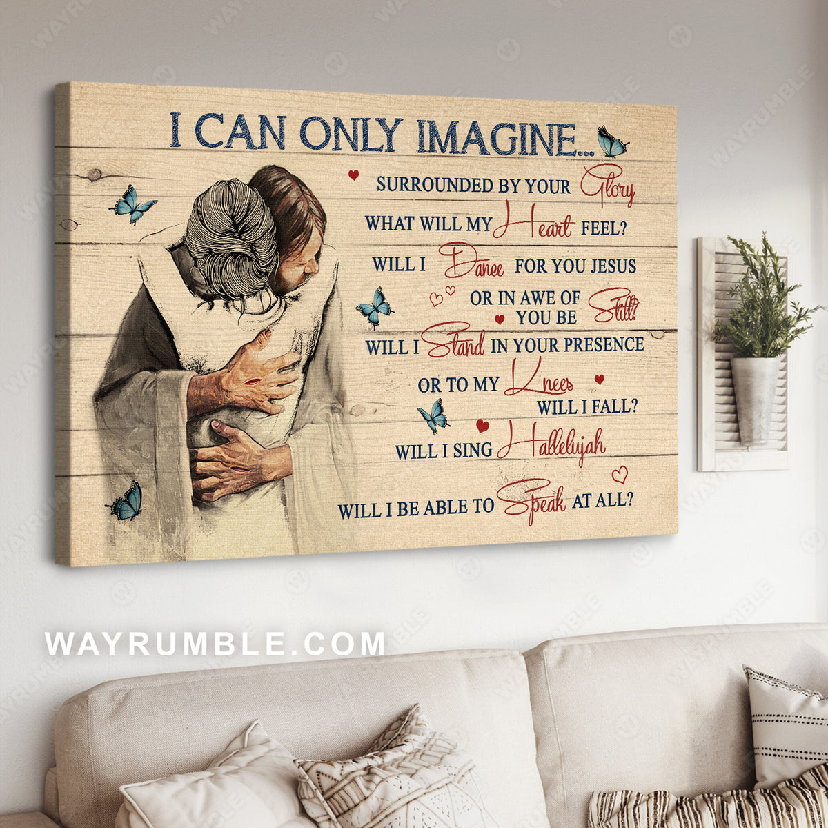 Jesus calls, The world in his arm, Blue butterfly, I can only imagine - Jesus Landscape Canvas Prints, Christian Wall Art