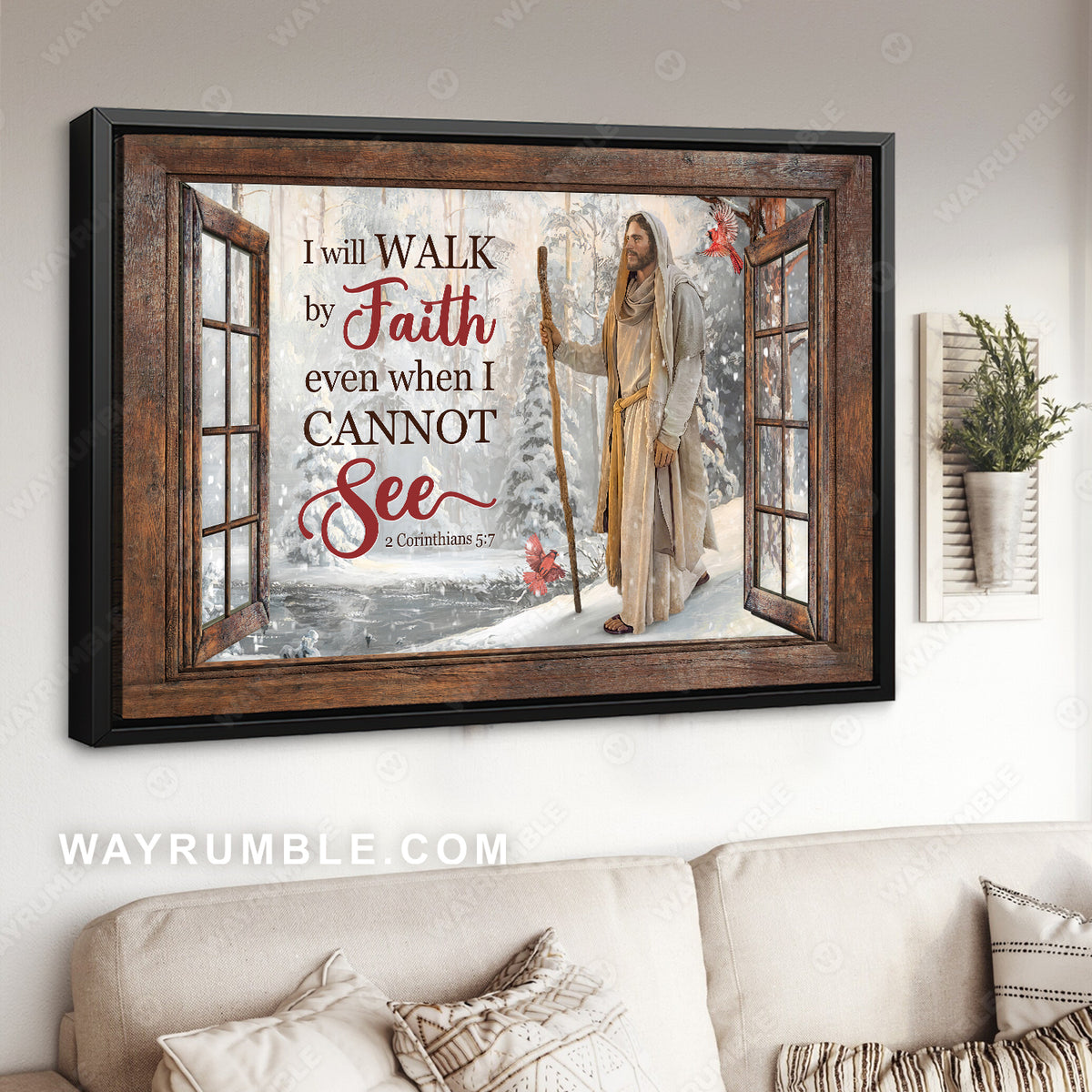 Amazing forest, Walking with Jesus, Winter drawing, I will walk by faith - Jesus Landscape Canvas Prints, Home Decor Wall Art