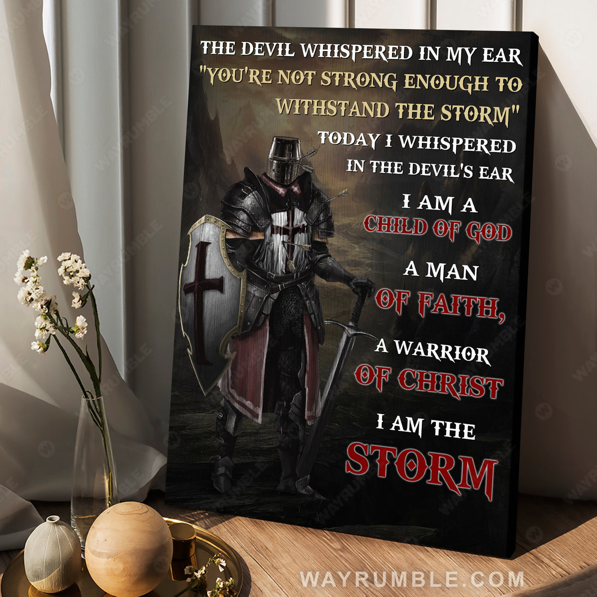 Warrior of God, Knight painting, I am the storm - Jesus Portrait Canvas Prints, Christian Wall Art